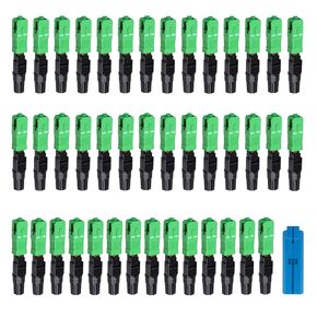 20 pcs SC-APC Fiber Optic Quick Assembly Connector Fiber Optic Fast Connectors Singlemode 9/125 Mechanical Connectors Adapter for 2mm x 3mm Butterfly Fiber Cable