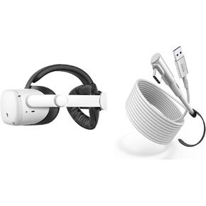 KIWI design Upgraded Comfort Head Strap for Oculus/Meta Quest 2 + 16FT Link Cable
