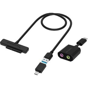 SABRENT USB 3.1 (Type-A) to SSD / 2.5-Inch SATA Hard Drive Adapter + USB Type-C External Stereo Sound Adapter for Windows and Mac