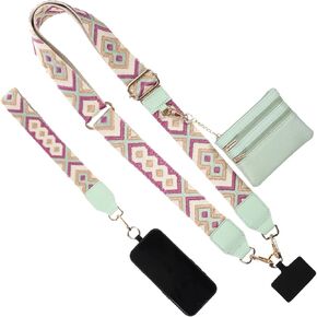 Clip and Go Strap for Phone with Wallet Crossbody,Adjustable Phone Strap with Zippered Pouch,Multifuctional Cell Phone Lanyard Cross Body Phone Strap for Going out