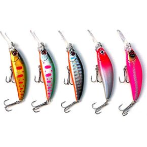 Minnow Sinking， Lures Set, 1/5oz,Vibrant Colors, for Stream and Lake Fishing,Small Fish, 5 Pieces