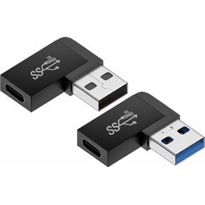 Herfair 90 Degree USB Adapter (2 Pack) USB 3.0 Male to Female Extender Vertical Up and Down Angle Combo USB Connector for PC, Laptop, Charger, Computer, More (Style A)