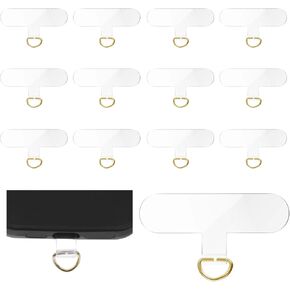 Phone Tether Tab, 12 Pieces Transparent Lanyard Accessories Part, Universal Phone Lanyard Patch Without Adhesive