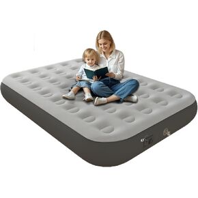 Full Air Mattress with Built in Pump,10" Blow up Air Bed, 2 Mins Quick Self-Inflation/Deflation, Foldable Inflatable Mattress for Home/Travel, 10'' Full Grey