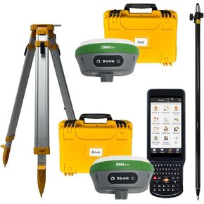 SMA26 RTK GPS Rover RTK Base Station Collector with Permanent Software for Rover, IMU RTK Tilt Surveying, 30-60 Degree, 0.5-2.5cm Accuracy, 5-8km Range(Include Tripod and Pole)