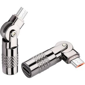 SinLoon 2 Pack Micro USB Adapter Micro 5Pin Female to Male Connector 180 Degree Rotation Converter Connector Support Charge Data for Phone