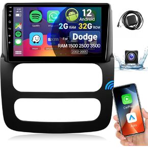Leadfan Car Stereo Radio for Dodge RAM 1500 2500 3500 2002 2003 2004 2005 with Wireless CarPlay Android Auto, 9'' Touchscreen Radio in-Dash GPS Navigation Bluetooth WiFi SWC MirrorLink Backup Camera