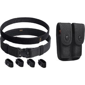 Duty Belt w/Hook Lining 2" Police Duty Belts L(35"-38") + Double Magazine Pouch for Duty Belt Pistol Mag MOLLE Holster