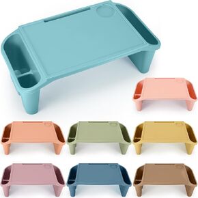 8 Pcs Kids Lap Desk Tray Bulk 19.7x9.6x7.1in Portable Lap Tray for Kids Plastic Table with Side Storage Space for Bed Classroom Laptop Children Car Activity Eating Floor (Morandi Colors)
