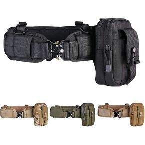 Tactical Battle Belt,tactical belt with molle war belt with Mesh and Lining Thickening EVA for Shooting War Game Paintball Hunting(Black, M)
