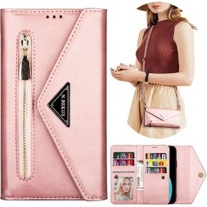 CCSamll Wallet Case for Samsung Galaxy S21 for Women, Shoulder Crossbody Purse Handbag Neck Strap Lanyard Cover with ID Card Holder Phone Case for Samsung Galaxy S21 XK White