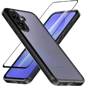 for Samsung Galaxy A36 5G Case + Screen Protector Tempered Glass, Clear Phone Case Hard Back + Soft TPU Bumper Hybrid Shockproof Cover for Galaxy A36 5G - Transparent