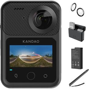 KanDao QooCam 3 Ultra 360 Action Camera Kit - with Battery & Battery Charger & Camera Lens Protector & Selfie Stick