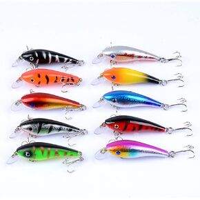 10 Pcs Floating Jerkbait Minnow Lures Set, Topwater Hard Swimbaits CrankBaits Plugs for Salmon Trout Bass Redfish Trout Bass Walleye 1