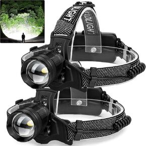 Headlamp Rechargeable 2 Pack, 990000 Lumen Bright LED Headlamp for Adults, 135° Adjustable, 3 Modes, IPX6 Waterproof Head Lamp for Outdoor Camping Climbing Hiking