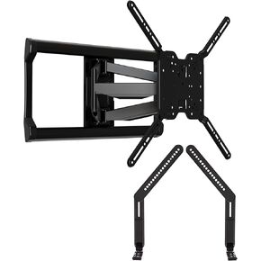 SANUS Full Motion TV Mount for TVs up to 90" w/SANUS Universal Soundbar Mount for Under TV