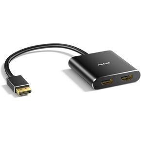 4K@60Hz DisplayPort to Dual HDMI Adapter – Display Port to 2 HDMI Splitter, MST Dual Monitor Splitter for Computer Laptop Graphic Card,PC,Windows