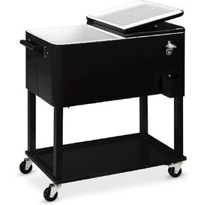 أفضل منتجات اختيار 80-QUART في الهواء الطلق ، عربة تبريد مع صدر ثلج ، فتاحة الزجاجة ، صينية الصيد ، قابس الصرف ، عجلات قفل in Kuwait