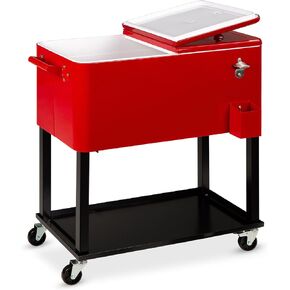 Best Choice Products 80-Quart Outdoor Steel Rolling Cooler Cart w/Ice Chest, Bottle Opener, Catch Tray, Drain Plug, Locking Wheels in Kuwait
