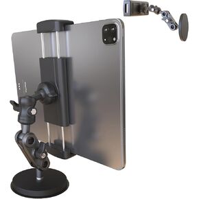 Universal Magnetic Tablet Holder 360°Adjustable 7.7" Aluminum Heavy Duty Arm 3.5" Magnetic Base for Car Dashboard, Gym, Kitchen Fits 4-13" Tablets, Phones