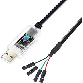 DTECH USB to TTL Adapter 3.3V 4 Pin USB to UART Debug Cable Prolific Chip LED Indicators PL2303 IC Serial Converter 6ft Output 3.3 Volt for Windows 11 10 8 7 XP MAC Linux Easy Debugging Programming