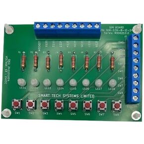 PLC/Microprocessor Simulation Board, 8 Push Buttons and 8 LEDs, 1824vdc