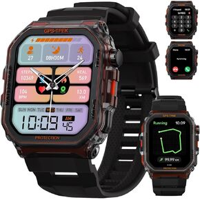 GPS Smart Watch for Men - Military Smart Watches for Men, Fitness Watch Waterproof IP68, 24/7 Heart Rate/Sleep/Stress, Activity Trackers Compatible with Android and iOS, 100+Sport Modes (Gray) (Gray)