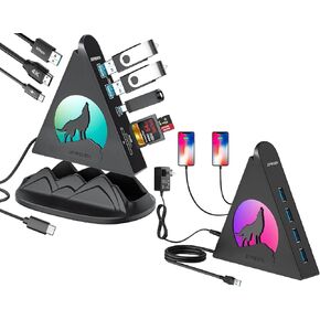 Vertical Wolf USB C HDMI Hub with Base-Stand & Powered USB 3.0 Hub, Type C Hub with 4K HDMI, PD 100W, USB A/USB C 3.0, SD/TF Slots, Gaming Accessories for MacBook, iMac, PC, Mac Mini