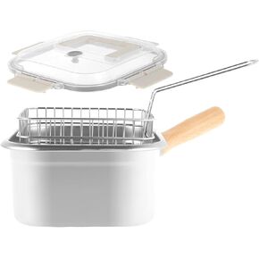 Deep Fryer Pot Stainless Steel Frying Pan with Basket and Handle Portable Square Deep Frying Pan with Lid Multifunctional Deep Fryer for Frying Fish Chicken and Fries.(Suit 1)