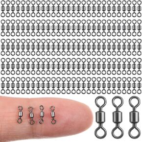 100 Pack Micro Swivels for Fly Fishing, Small Fishing Swivels Rolling Barrel Swivels Fly Fishing Tackles, High Strength Barrel Swivel Hook Line Connector with Black Coating