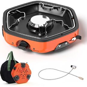 GIGART Portable Propane Camping Stove, Adjustable Camping Stove with Piezo Ignition, Lightweight Backpacking Stove for Outdoor Cooking, Camping, Hiking, Tailgating & Backyard BBQ