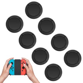 أغلفة عصا التحكم البديلة لـ Nintendo Switch الإبهام ، Geyrut 8pcs Soft Silicone Joycon Thumb Grip Caps متوافقة مع Nintendo Switch OLED & Switch Lite (Black)