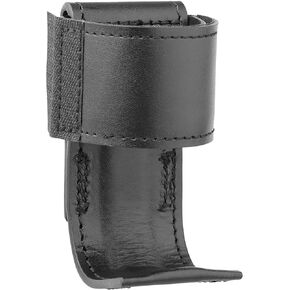 Plain Black Leather Steel Based Radio Holder - Full Grain Leather w/No Fillers