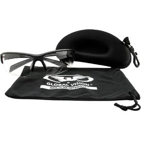Global Vision Hercules 7 24-Hour Photochromic Safety Sunglasses w/Black Zipper Case and Microfiber Pouch Black Frame Clear to Smoke Lens