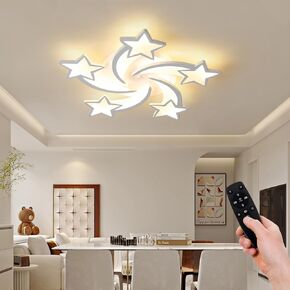 25.6" Flower Shaped Ceiling Light Dimmable Modern Ceiling Lamp Remote Control LED Lighting Fixture for Bedroom Dining Room Kitchen (Black/5 Petals)