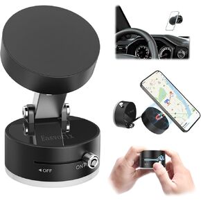 Vacuum Magnetic Phone Holder with Metal Ring Compatible with iPhone All Phone, Portable Universal Collapsible Magnetic Phone Stand for Gym, Car Mount with Windshield Suction Cup