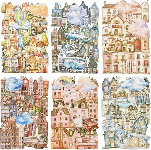 60pcs Secret in the Sistcase Series Paper Scrapbook Stickers ، Troue Guide Tour Landmark Stickers Kit for Scrapbooking ، Junk Journal ephemera ، DIY Crafts Journaling Supplies in Kuwait