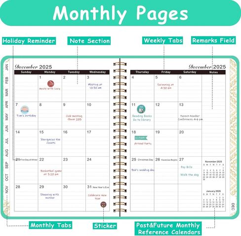 2025 Planner, Hardcover Weekly and Monthly Planner with Monthly Tabs, January 2025 - December 2025, Inner Pocket, 6.2" x 8.5" A5 Size, Perfect for Office Home School Supplies, Spiral Bound, Purple in Saudi Arabia