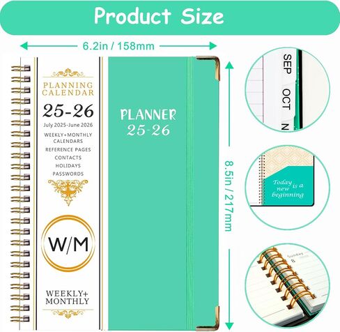 2025 Planner, Hardcover Weekly and Monthly Planner with Monthly Tabs, January 2025 - December 2025, Inner Pocket, 6.2" x 8.5" A5 Size, Perfect for Office Home School Supplies, Spiral Bound, Purple in Saudi Arabia