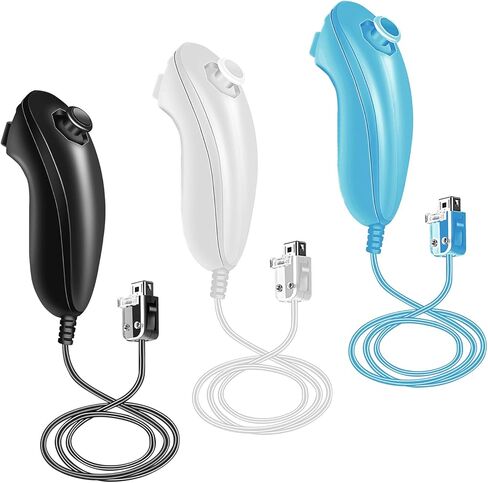 Xiqidianr Nunchuck Controller ، 3 Pack Nunchuck Controller استبدال لـ Wii Nunchuck Controller Molestick Gamepad ، متوافق مع Nintendo Wii & Wii U Console (3pcs White) in Kuwait