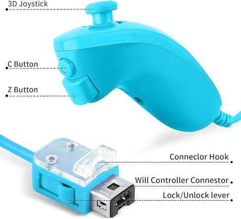 Xiqidianr Nunchuck Controller ، 3 Pack Nunchuck Controller استبدال لـ Wii Nunchuck Controller Molestick Gamepad ، متوافق مع Nintendo Wii & Wii U Console (3pcs White) in Kuwait