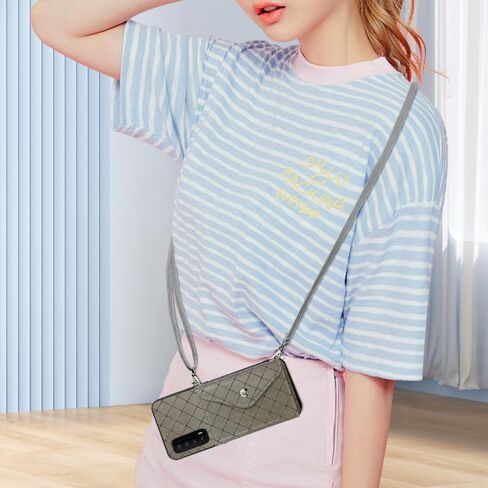 Compatible with TCL Stylus 5G 2022 Wallet Case with Crossbody Shoulder Strap and Stand Leather Credit Card Holder Cell Accessories Phone Cover for TLC Stylo G5 6.81 T779W Women Grey in Kuwait