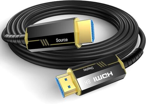 Fiber Optic HDMI Cable 100FT, 8K (HDMI 2.1,48Gbps) Ultra High Speed HDMI Cord with Gold Plated Connectors, 8K@60Hz 4K@120Hz, Compatible for HDTV PC Projector Large Display, Male-to-Male in Saudi Arabia