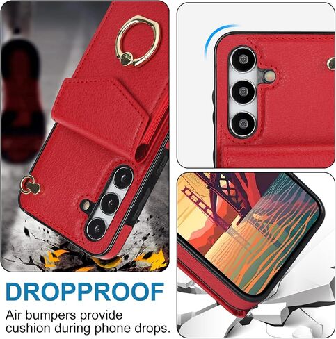 علبة الهاتف ASUWISH لـ Samsung Galaxy S24 Plus S24+ 5G محفظة مع واقي شاشة زجاجية مقسّرات و RFID Ring Ring Card Cell Cell S24Plus 24S+ S 24+ Women Men Men in Kuwait