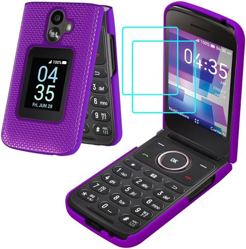 for TCL Flip 3 Case with 2 Pack Screen Protector,TCL Flip 3 Phone Case Dual Layer Heavy Duty Military Grade Shockproof Corner Cover for TCL Flip 3 Purple in Saudi Arabia