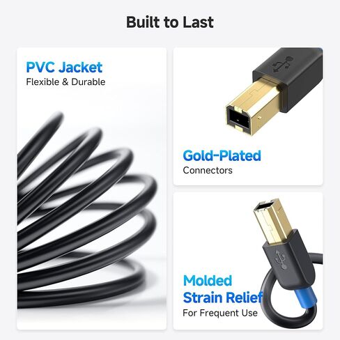 Cable Matters 3-Pack USB Printer Cable, USB A to B Cable, 6ft, Black in Kuwait