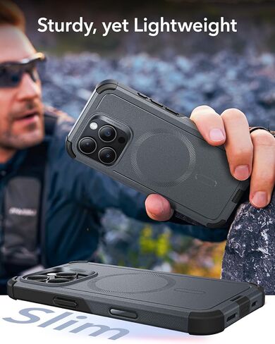 ESR for iPhone 16 Pro Case, 23 ft Military-Grade Drop Protection with Camera Control Button, Heavy Duty Magnetic Phone Case, Compatible with MagSafe Accessories, Cyber Series, Black in Saudi Arabia
