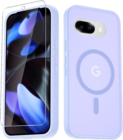 for Google Pixel 9a Case, Magnetic Phone Case with 1 Screen Protector [Military Grade Protection] [Compatible with MagSafe] Translucent Matte Protective Cover for Pixel 9a, Lavender Purple in Saudi Arabia