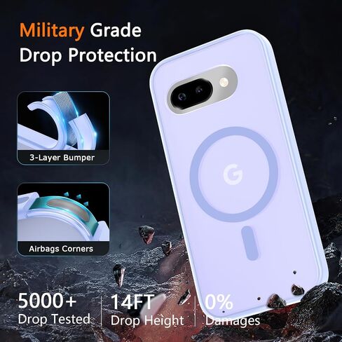 for Google Pixel 9a Case, Magnetic Phone Case with 1 Screen Protector [Military Grade Protection] [Compatible with MagSafe] Translucent Matte Protective Cover for Pixel 9a, Lavender Purple in Saudi Arabia