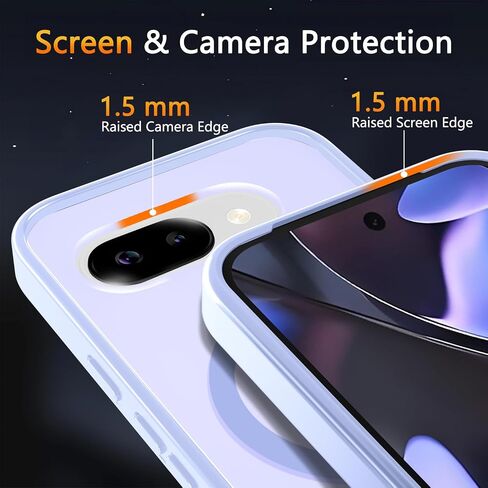 for Google Pixel 9a Case, Magnetic Phone Case with 1 Screen Protector [Military Grade Protection] [Compatible with MagSafe] Translucent Matte Protective Cover for Pixel 9a, Lavender Purple in Saudi Arabia